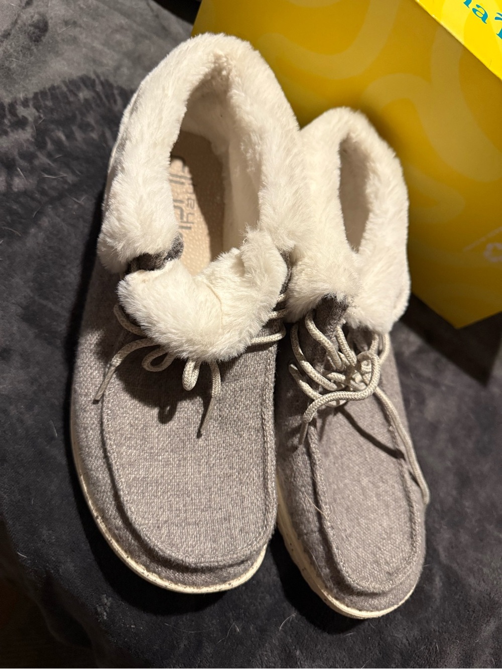 Hey Dude Cozy Women's Gray Faux-Fur Lined Casual Shoes